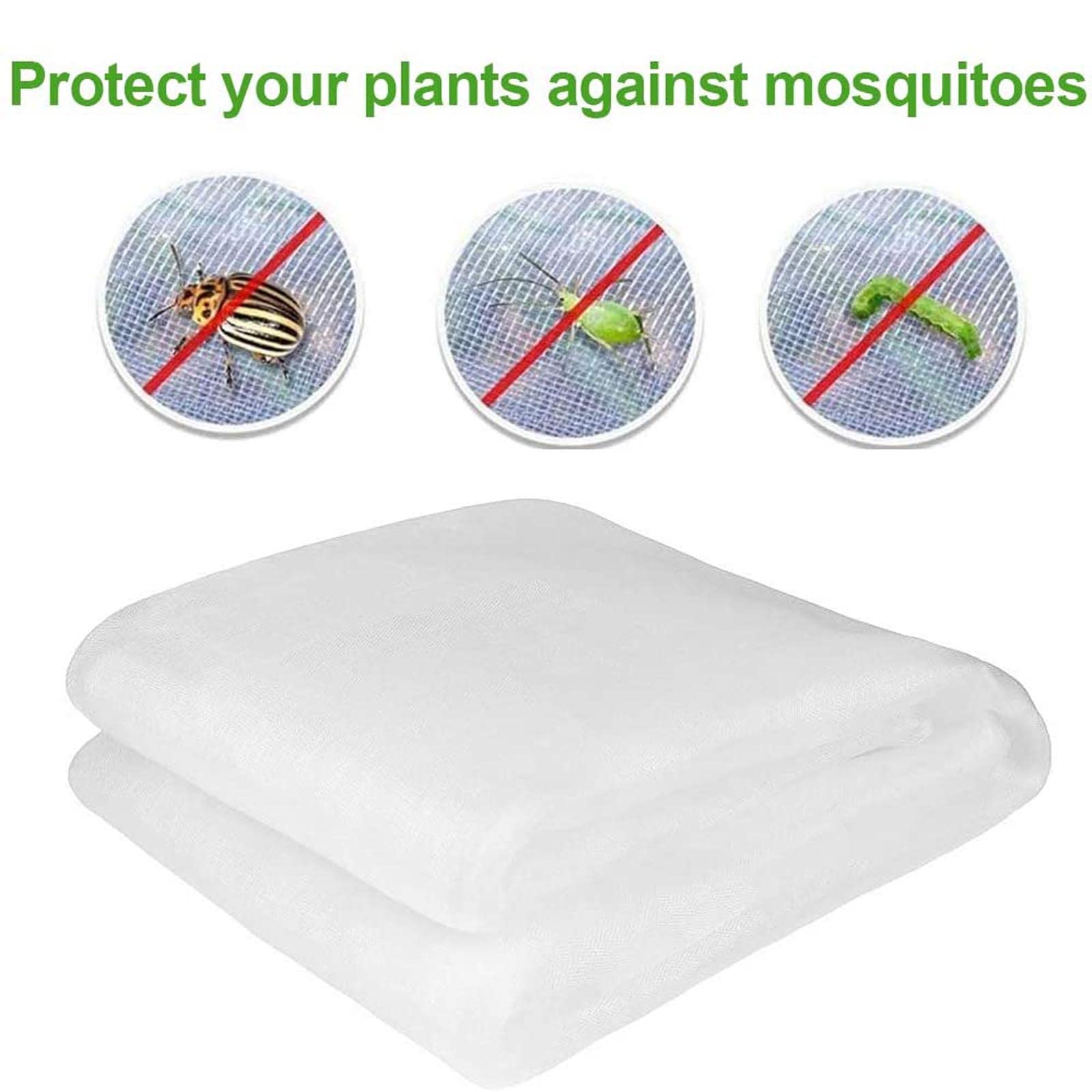 Rete per insetti a maglie strette， Garden Netting Plants Vegetables Fruits Flowers Protection Insects Birds White Multiple Sizes(1.5x10m/4.9x32.8ft)