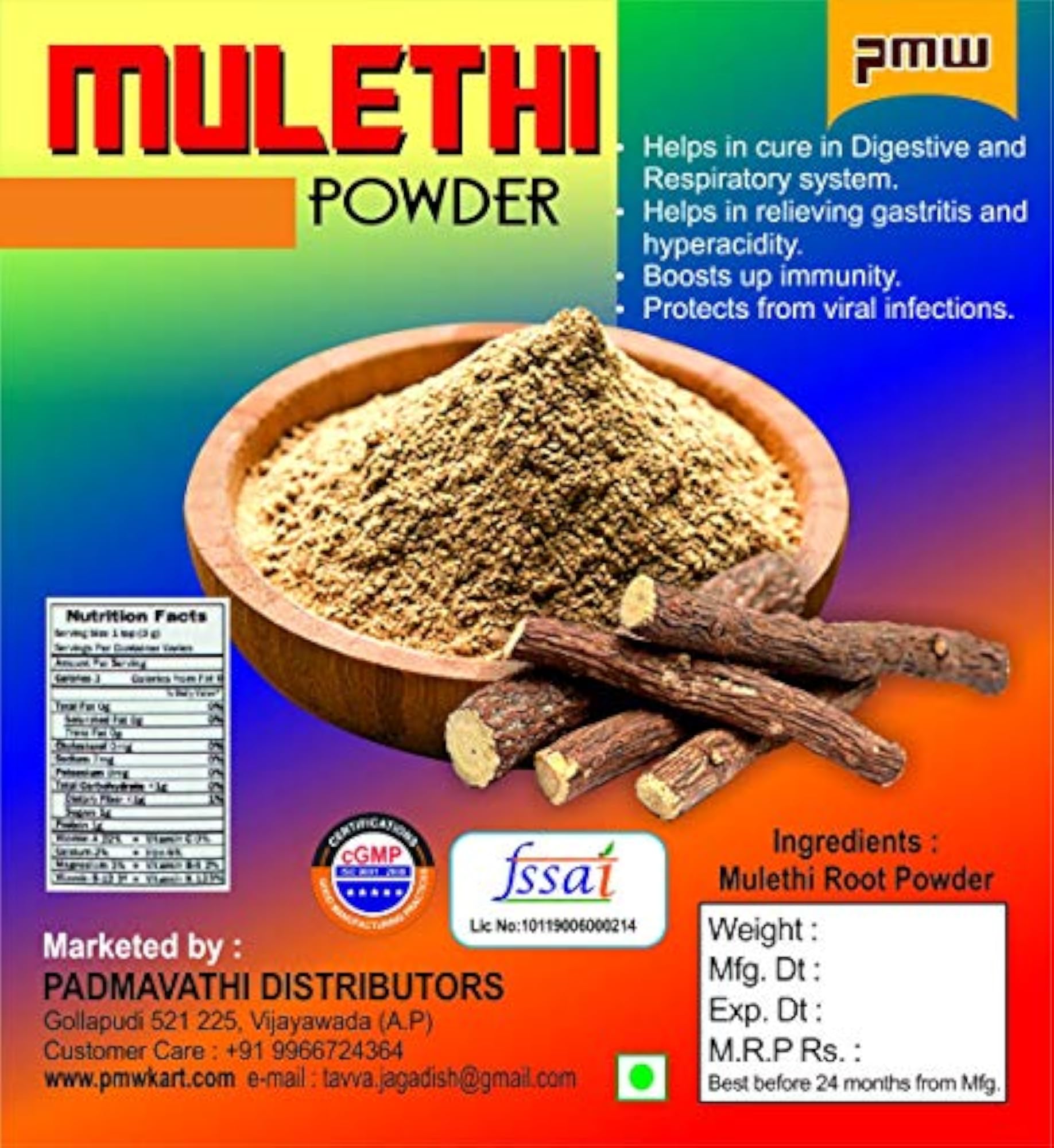 PMW Mulethi Licorice Powder, 100g