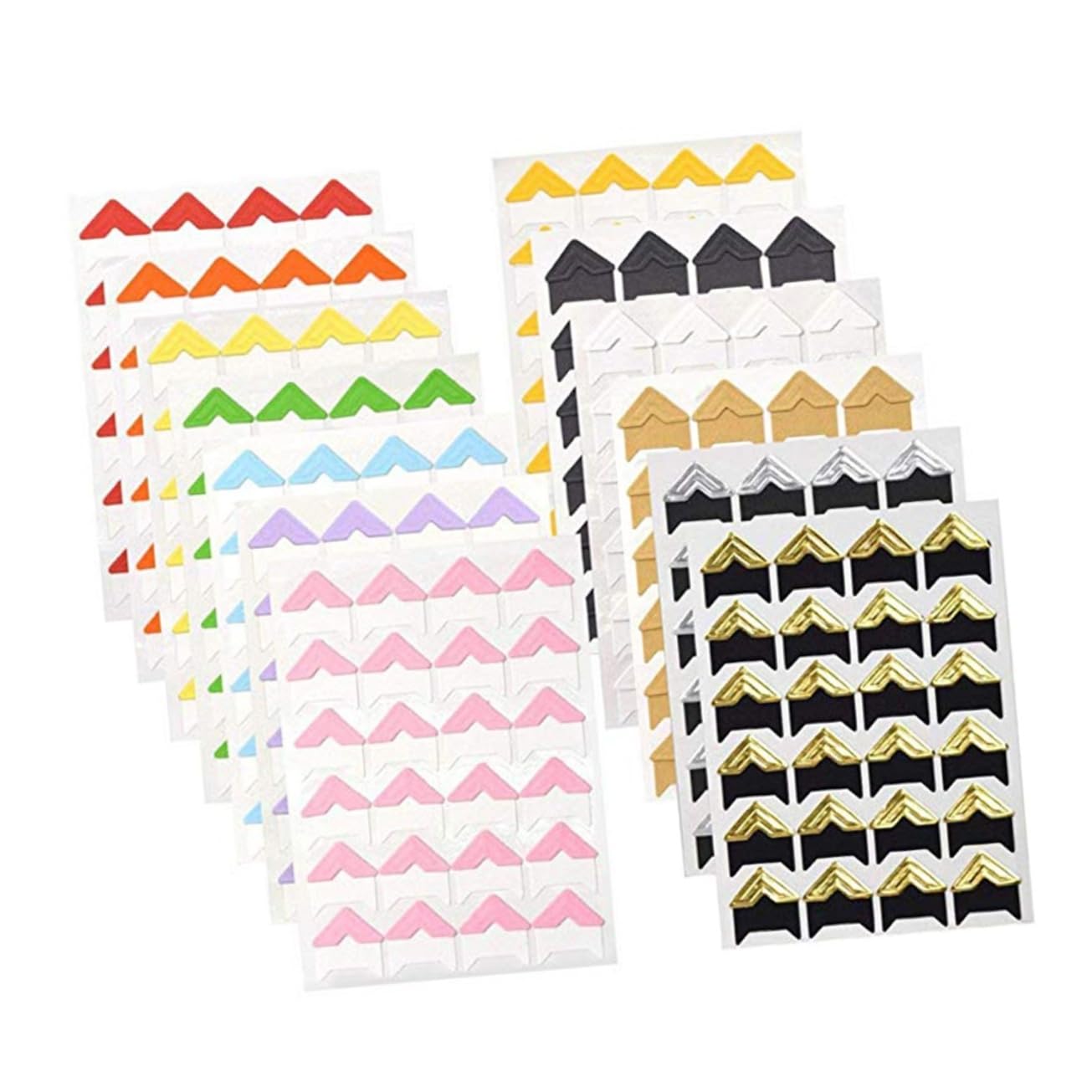 CIMAXIC DIY Photo Album Accessory 26 Sheets Self-Adhesive Paper Photo Corners Easy to Apply Scrapbook Stickers