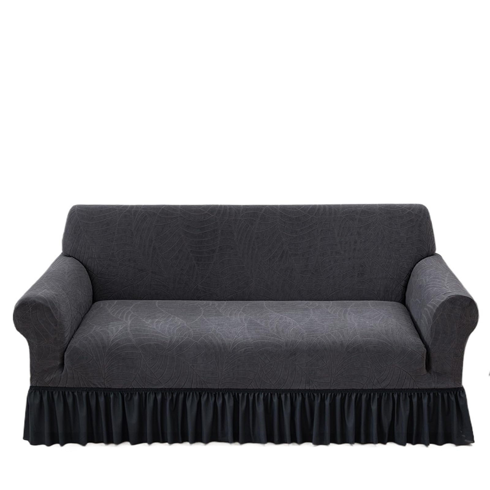 GCYEIDMA Skirt Sofa Cover Jacquard Sofa Slipcover with Skirt Stretch Cover for Living Room Couch Covers Easy Fitted Washable(Grey,2-seater 145-185cm)