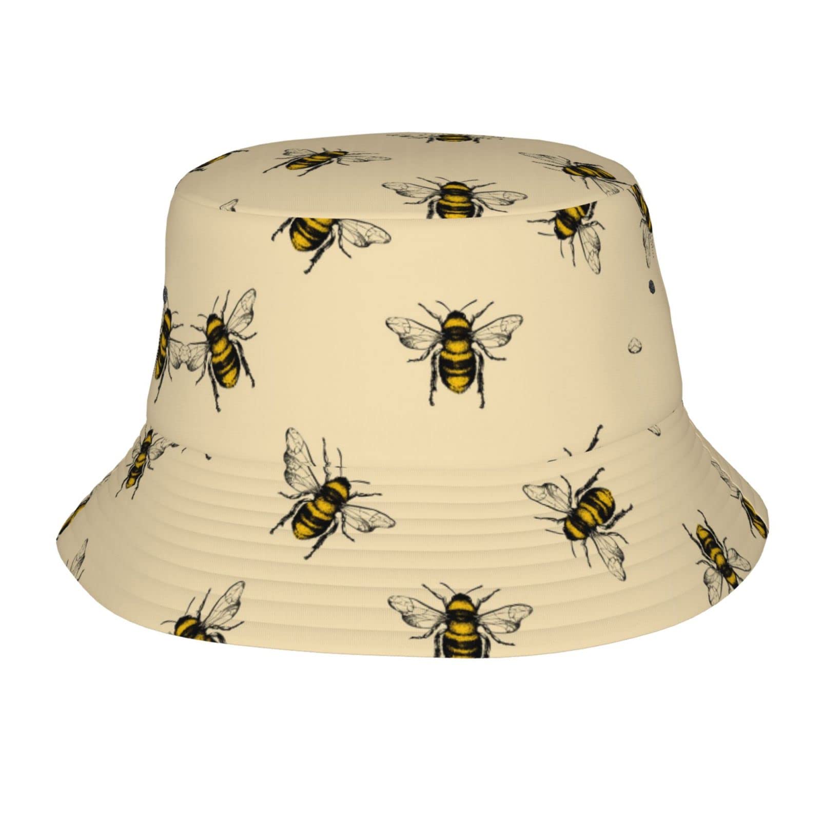 Faduni Unisex Honey Bee Bucket Hat Packable Sailor Fisherman Caps For Fishing Golf Camping Travel Large Head Wide Brim Sun Protection Headwear For Men Women Teens Girls
