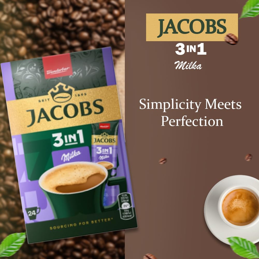JACOBS 3in1 Milka, instant coffee powder, 6 x 24 sticks/sachets, 297.6g