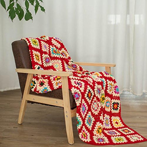 Miniatura 2 de RISEON - Manta cuadrada de ganchillo hecha a mano con diseño de abuelita, colcha de ganchillo, multicolor, decoración de viaje bohemia para sofá,