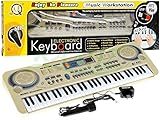 KEYBOARD MQ-811USB mit Aufnahme-Funktion und Mikrofon, USB - 15 Sounds und 10 Rythmen, Lautsprecher, Lautstärkeregler, 61 Tasten, LCD-Anzeige - Electric Piano