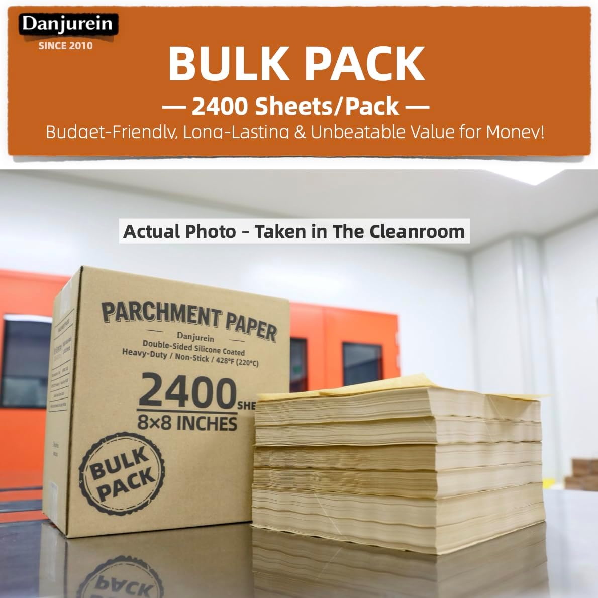 2400 Bulk Sheets Value Pack 8x8 Parchment Paper Squares - Unbleached, Non-Stick Food Grade 428°F Heat Resistant for Baking Pan Liners, Brownies, Wrapping, Air Fryer (8×8-2400 Sheets)