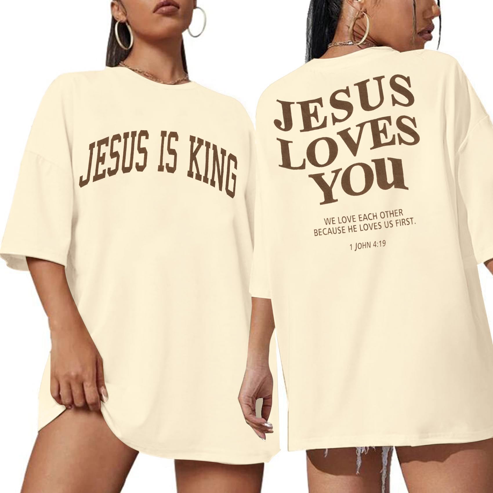 ASTANFYChristian Shirt Women Oversized Jesus Tshirt Jesus Love You Shirts Jesus Faith Tops Bible Verse Inspirational Tee