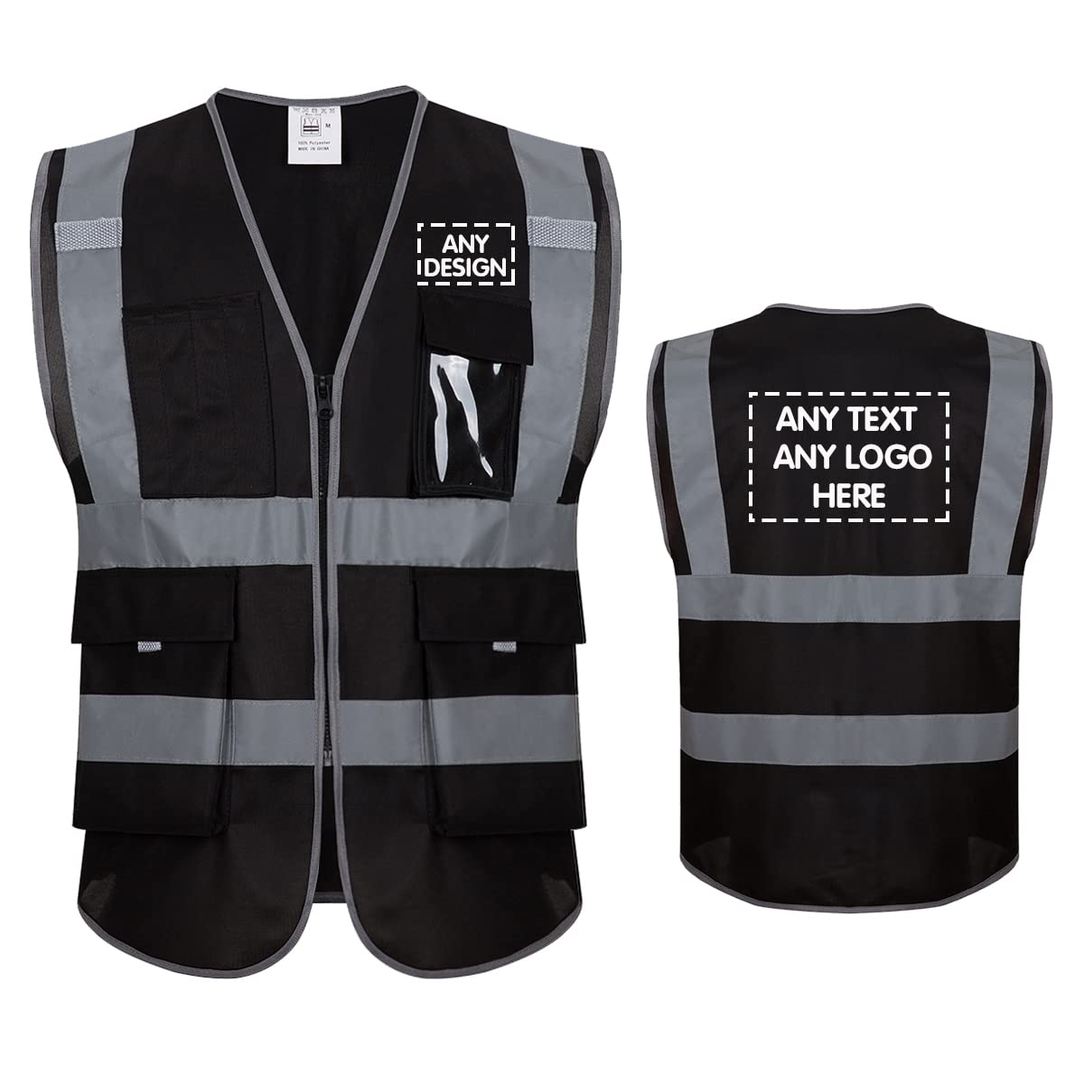 Jimiwongsafety Custom Safety Vest Customized logo Ansi Class 2 pockets High Visibility Reflective Vest for men & women