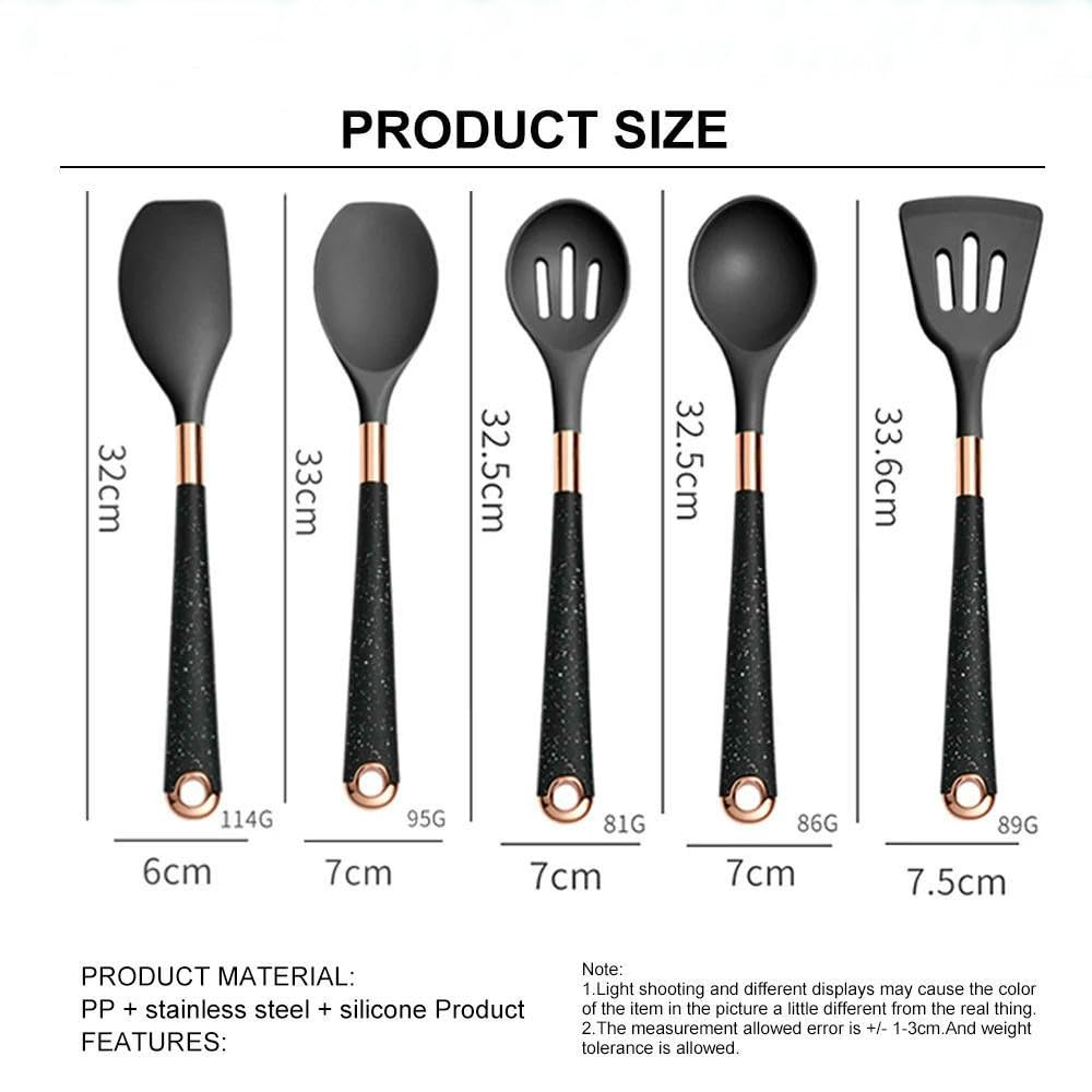 WLDMA - Set di 5-10 utensili da cucina in silicone per uso alimentare, con spatola per mescolare, spatola da portata e antiaderente