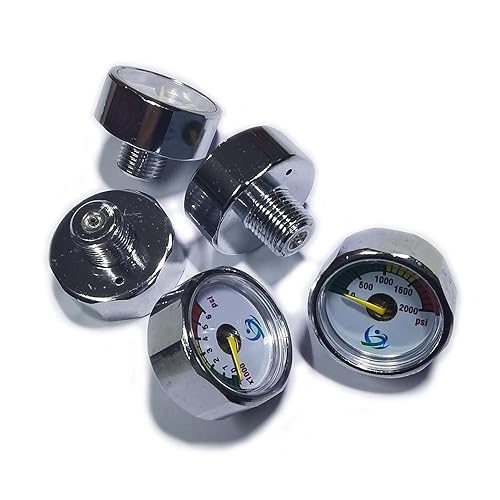 Miniatura 3 de Manómetro de presión de 1 pulgada Mini Micro Manómetro 18NPT para Paintball PCP Airsoft Mountaineering Buceo 1500psi, 2000psi, 3000psi, 5000psi,