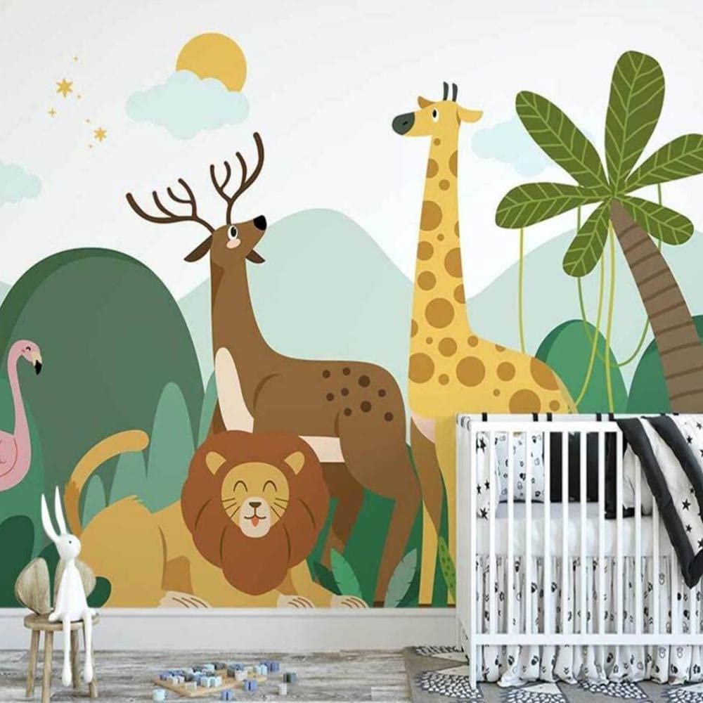 Papier peint chambre enfant animaux de la forêt, fresque XL 400x280 cm murale 3D