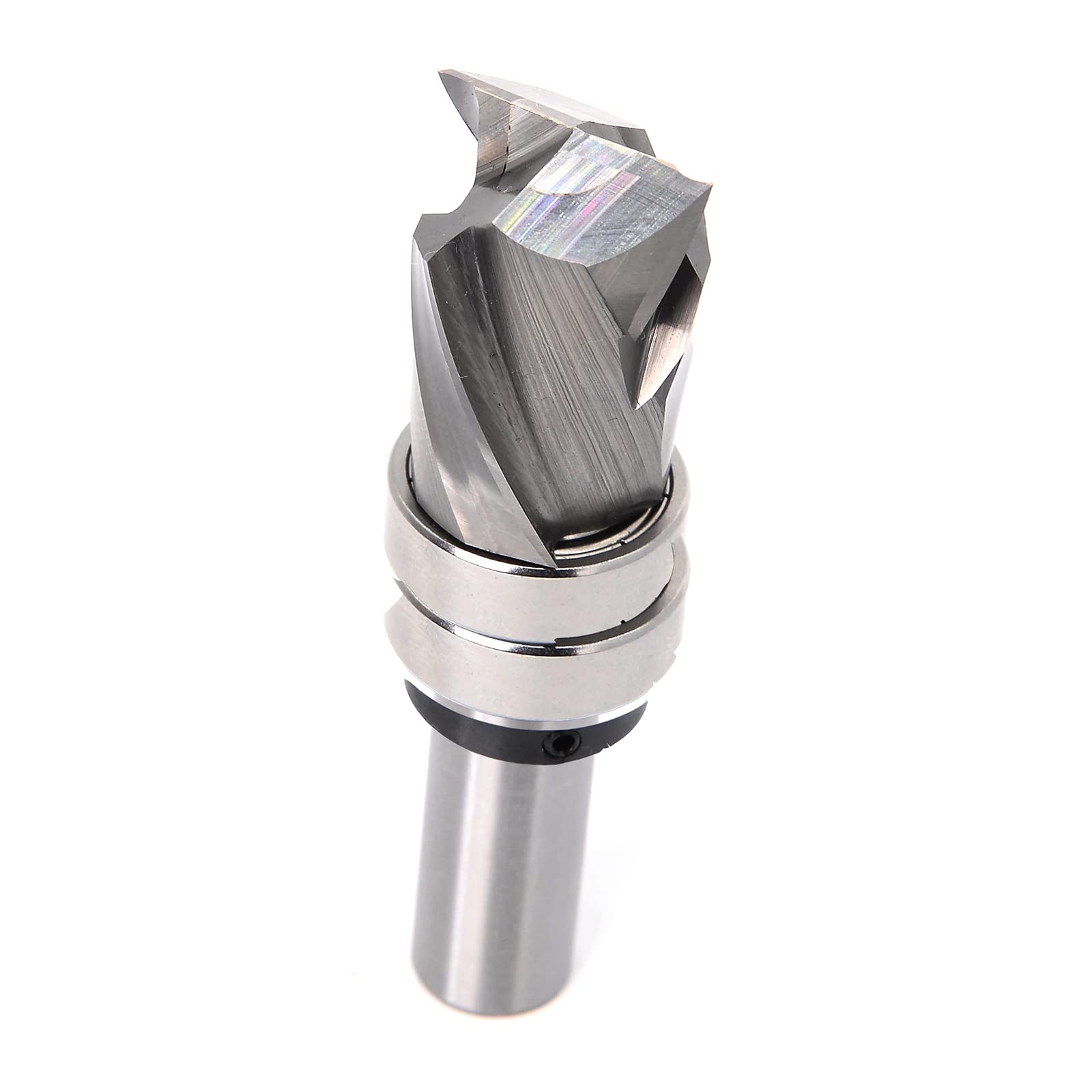 Fresa en espiral de 8 mm de vástago Up-Down Cut, fresa VHM, fresa de compresión con 2 rodamientos en el vástago, fresadora de doble filo, para trabajos de carpintería