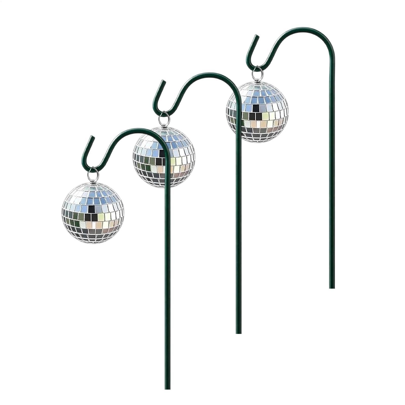 Disco Ball Garden Stakes - 3 Pieces Silver Reflective Waterproof | Outdoor Mirror Decorative Spheres | Sparkling Light Effects For Courtyard Patio Lawn Pathway Balcony Garden Ornament All Weather