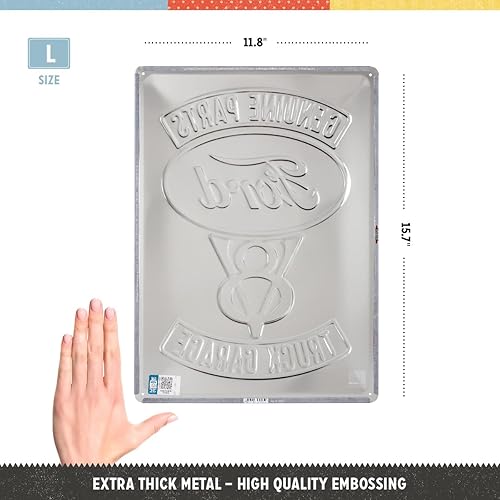 Miniatura 2 de Nostalgic-Art Letrero de hojalata retro, Ford V8 Garage Idea de regalo para fanáticos de accesorios de automóvil, placa de metal, diseño vintage