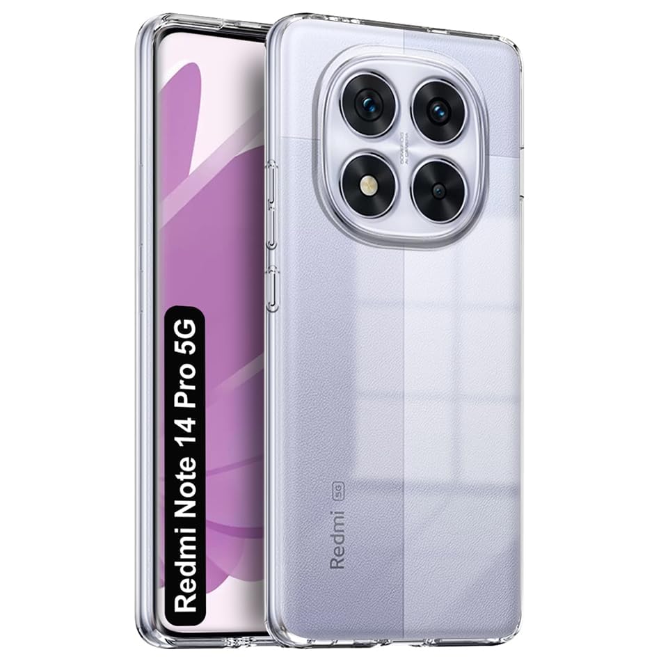 Image of NISHTECH for Redmi Note 14 Pro 5G, Poco X7 5G Premium Transparent Hybrid Soft Slim Dust Proof Back Case Cover Silicone with Camera Protection