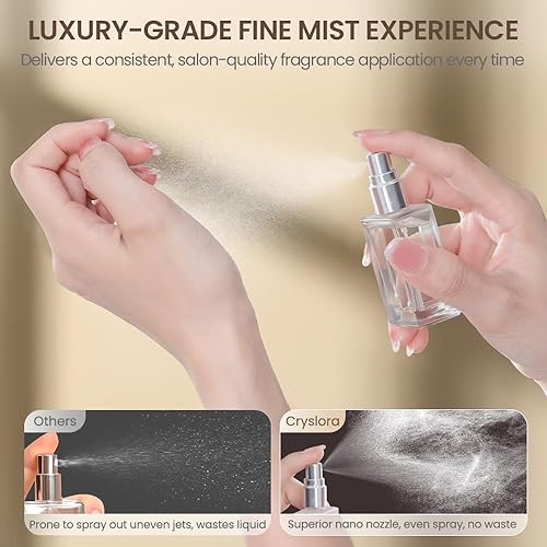 Miniatura 4 de Atomizador de Perfume Cryslora, Envase de Perfume de Vidrio, Botella de Viaje Recargable, Botella de Spray de Fragancia Portátil Vacía a Prueba de