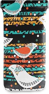 HUSSRITY Eyeglasses Case Ethnic Birds Sunglasses Pouch Soft PU Leather Squeeze Top Eyeglass Holder Portable Glasses Case For Women Men