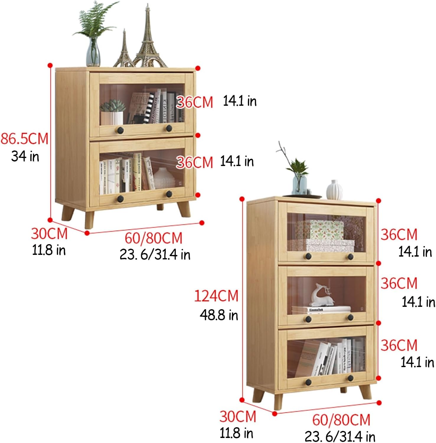Transparent Glass Display Cabinet, Flip-up Door Display Case, 10cm High Leg Design, Suitable for Living Room, Sideboard, Etc (Size : 23.6x11.8x34in)