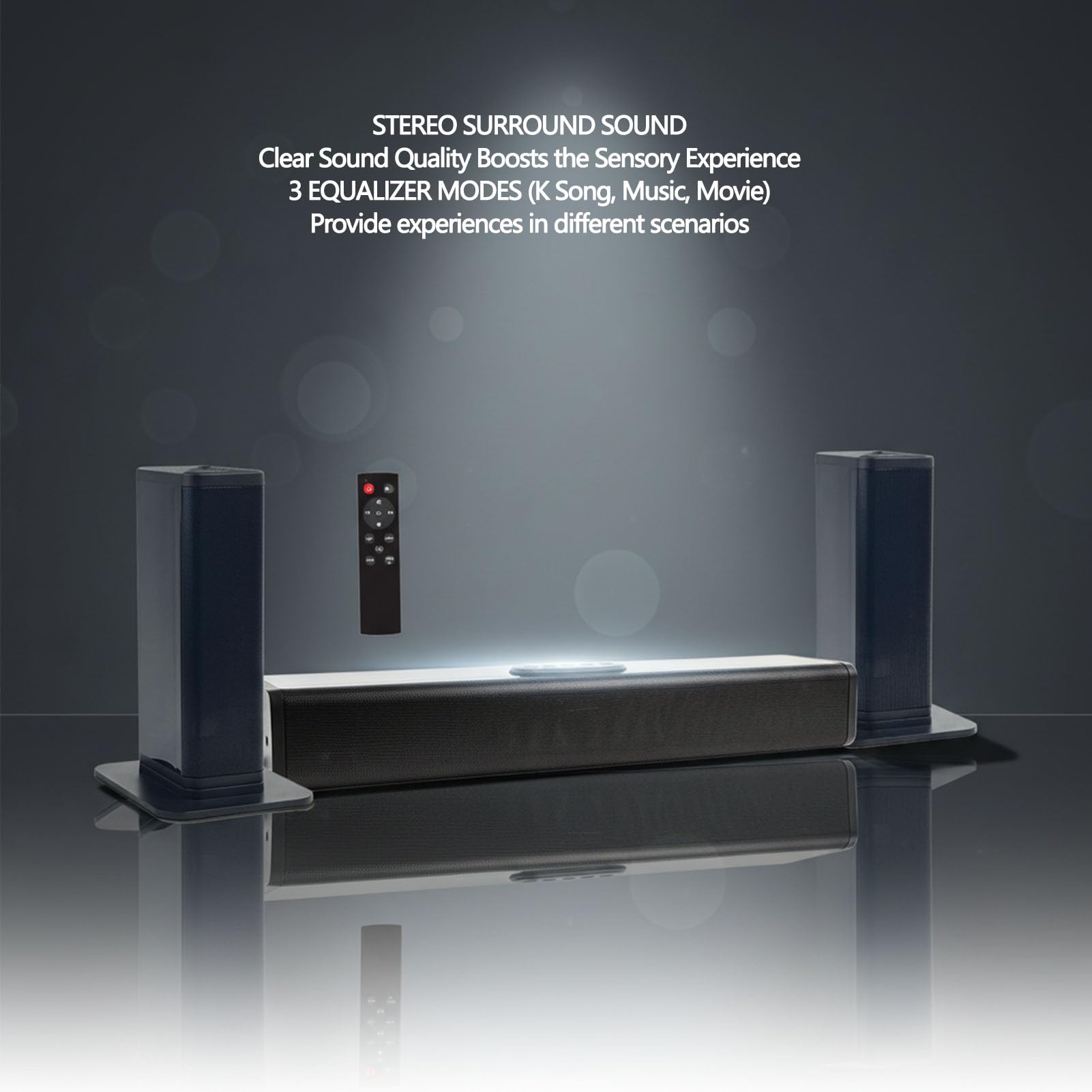 Odłączany Głośnik Telewizora 3 W 1, System Dźwięku Przestrzennego Kina Domowego o Mocy 100 W z Optycznymi Złączami AUX Bluetooth 5.3 ARC, do Gier Komputerowych na Telewizorze (wtyczka UE)