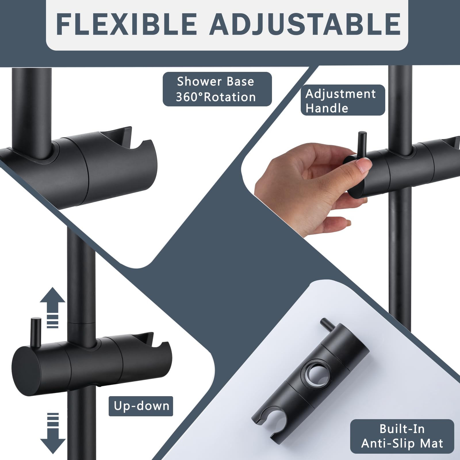 Asta Doccia In Acciaio Inox 304 - 70cm Regolabile, Senza Foratura, Con Supporto Girevole 360° - Foto 9