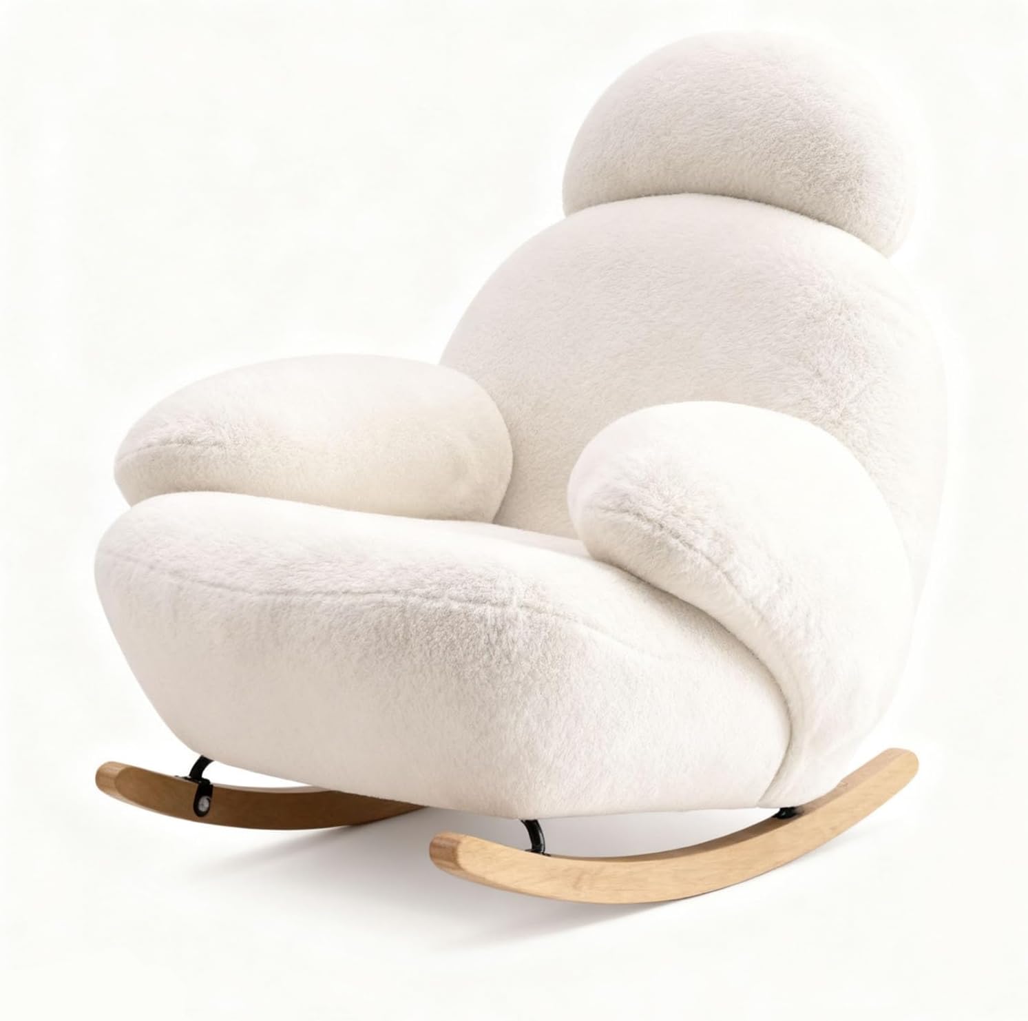 Comfy Side Latal Leisure Chair,Accent Chair with High Backrest Reading Chair for Adult,Ergonomic High Back Upholstered Recliner, Modern Accent Rocking Chair with Ottoman(Beige,with footrest)