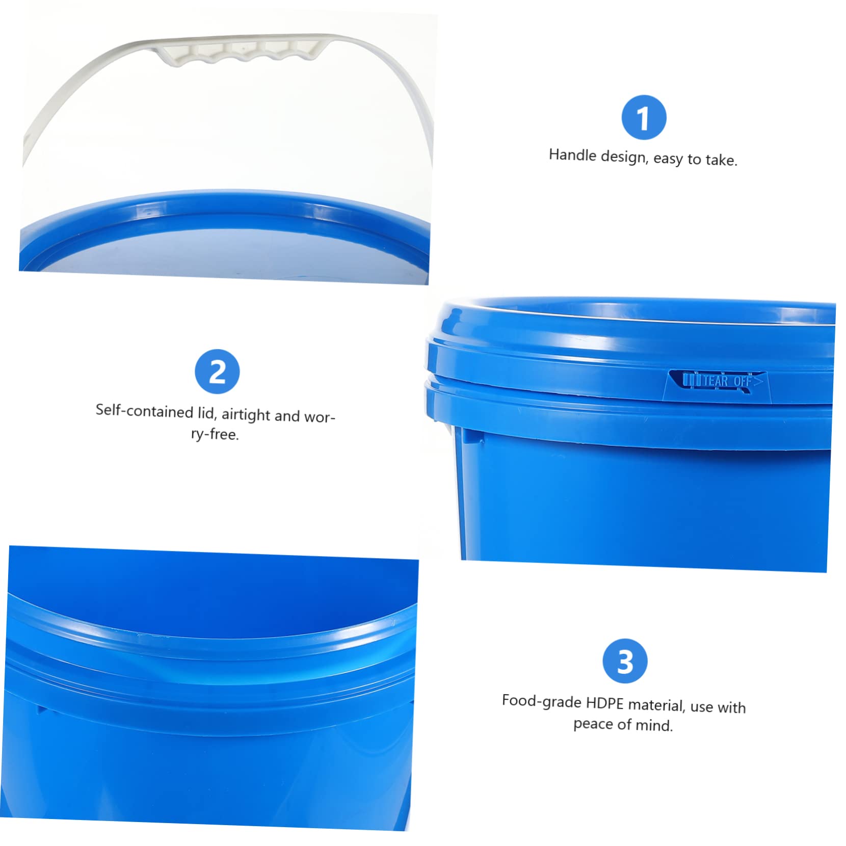 Hemobllo Cubo de Pintura de Cubo de Hdpe Blanco para Mezclar Colores Contenedor de Almacenamiento con Tapa para Pintura y Manualidades