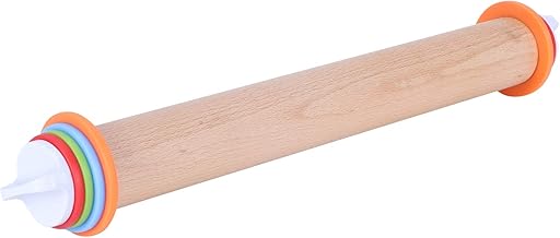 Rolo de massa de madeira, rolo de massa ajustável para assar com anéis removíveis, rolo de massa de madeira para assar na cozinha