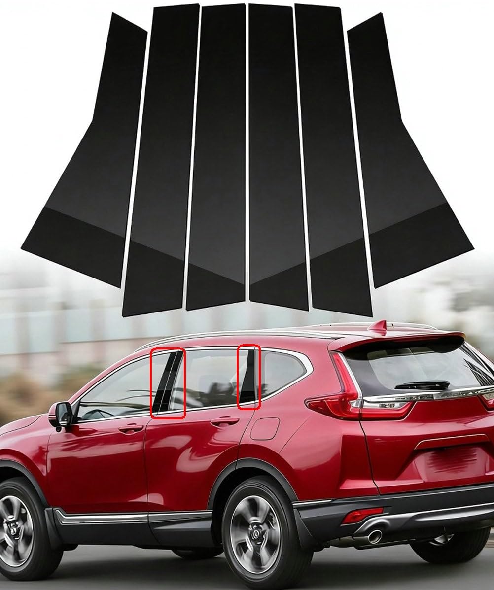 6pcs Window Door Pillar Posts Trim for Honda CRV 2017-2022 Glossy Black ABS Exterior Accessories Custom Fit Protective Trim