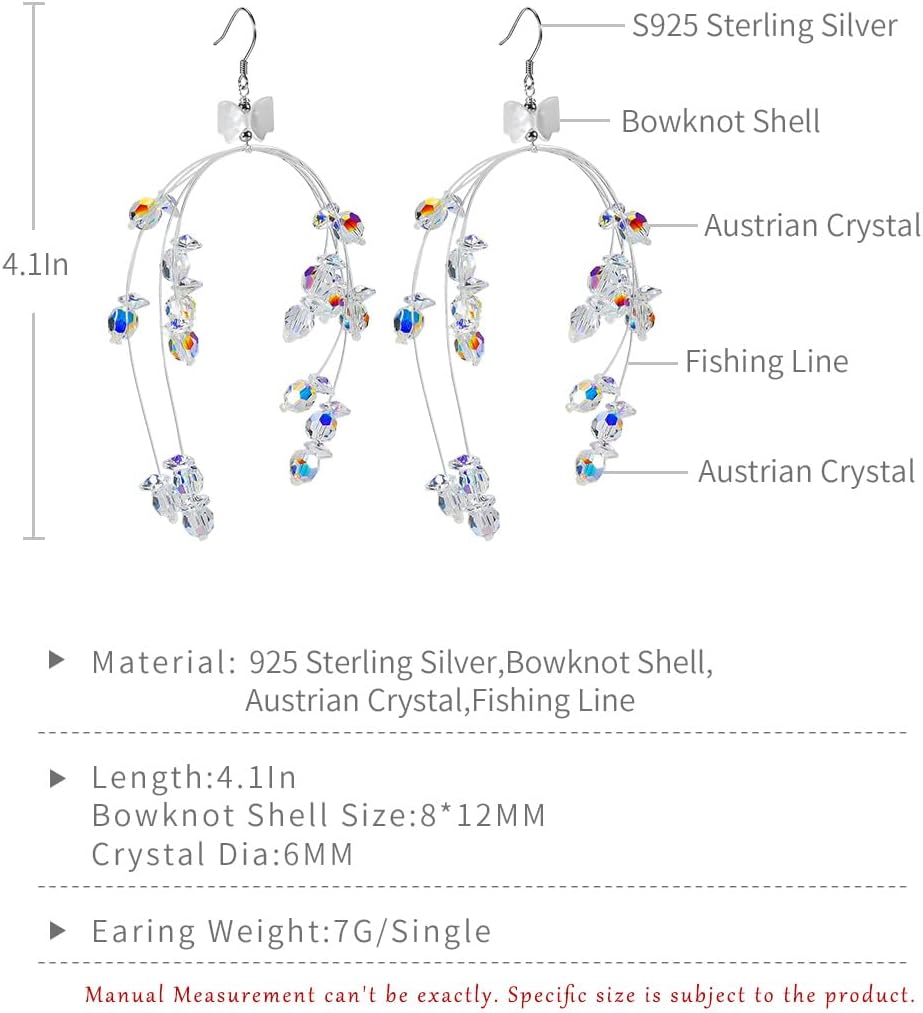 Handcrafted Boho Butterfly Earrings, Austrian Crystal, 925 Sterling Silver, Aquamarine Tassels