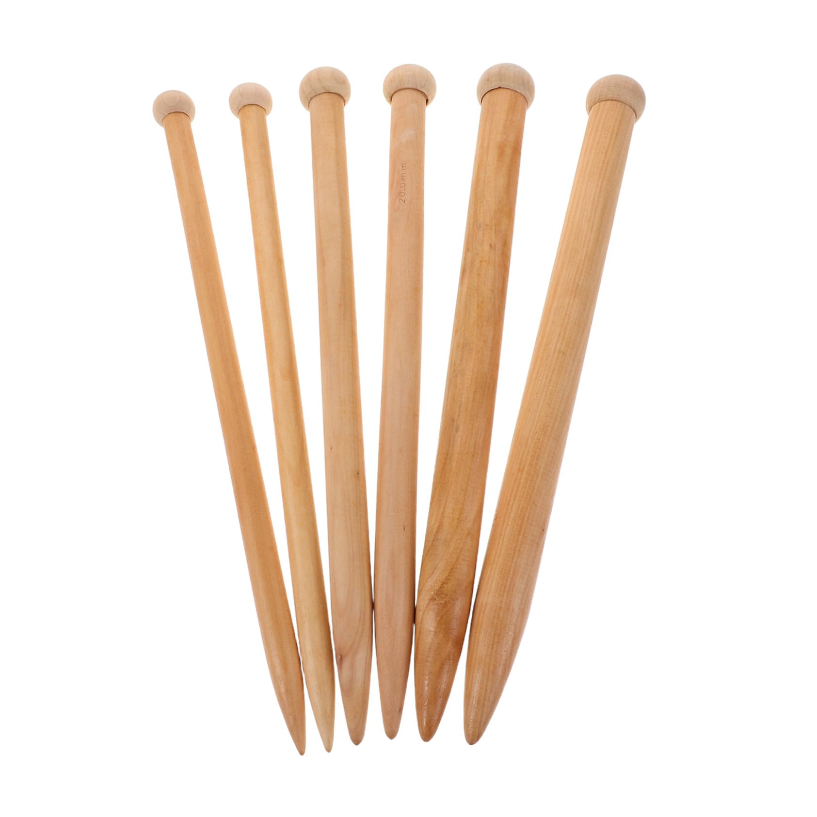 6 Große Holz Stricknadeln für Dickes Garn, 35cm, Einspitzig