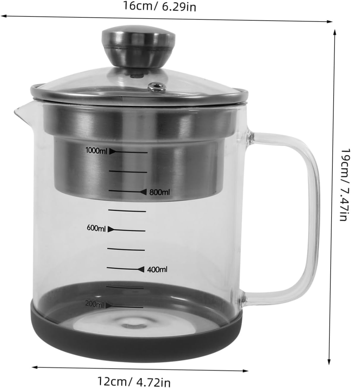 Fine Mesh Strainer Pot Stainless Steel Soybean Milk Container with Scale Easy to Clean Tea Filter for Kitchen Use for Juices Hot Tea and Cooking