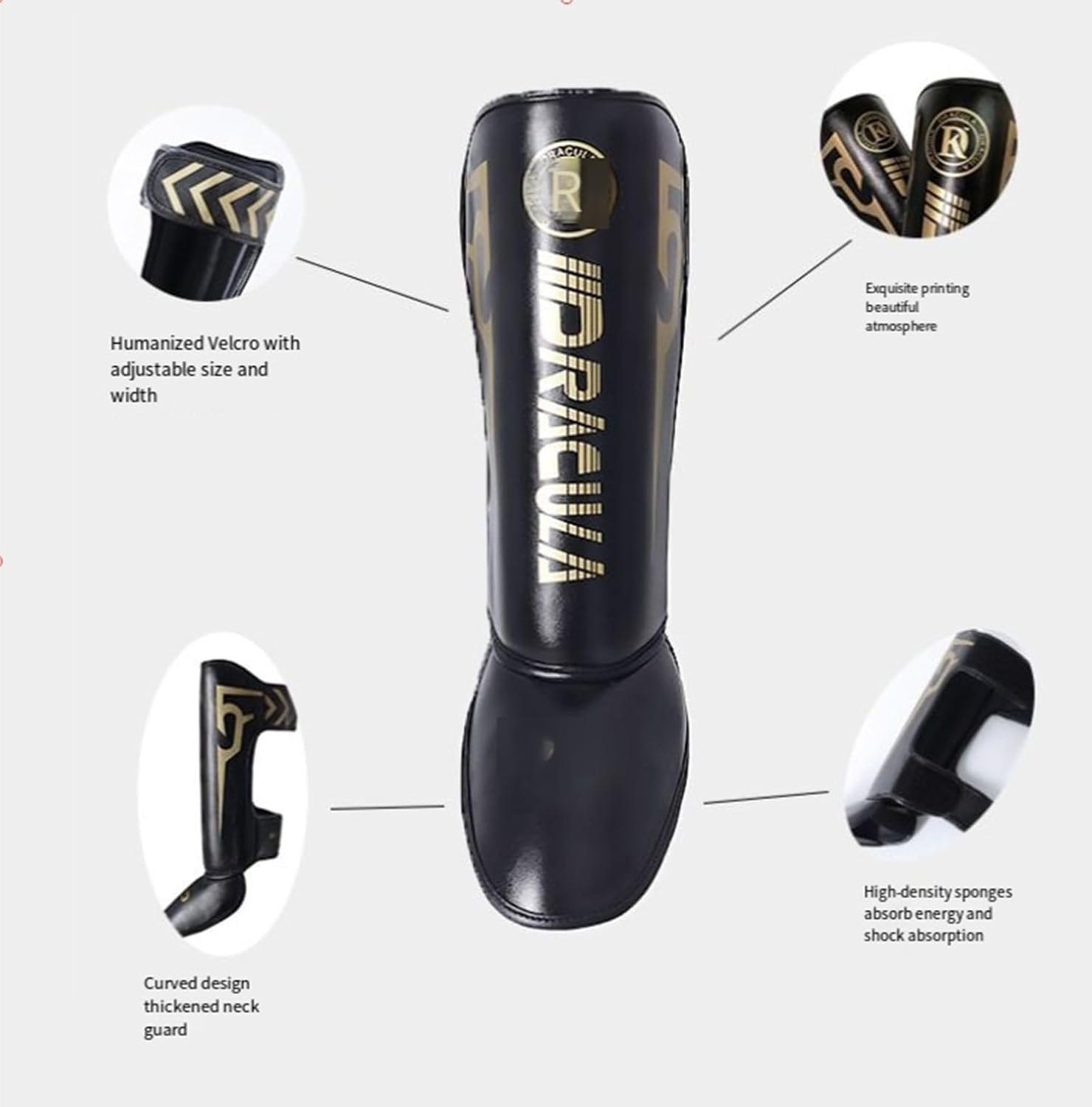 Protège-Tibias De Kickboxing, Protège-Tibias De Muay Thai, Coussinets D’entraînement De Muay Thai, Cou-de-Pied De Jambe avec Rembourrage en Mousse pour Les Arts Martiaux, Kickbox, A, S