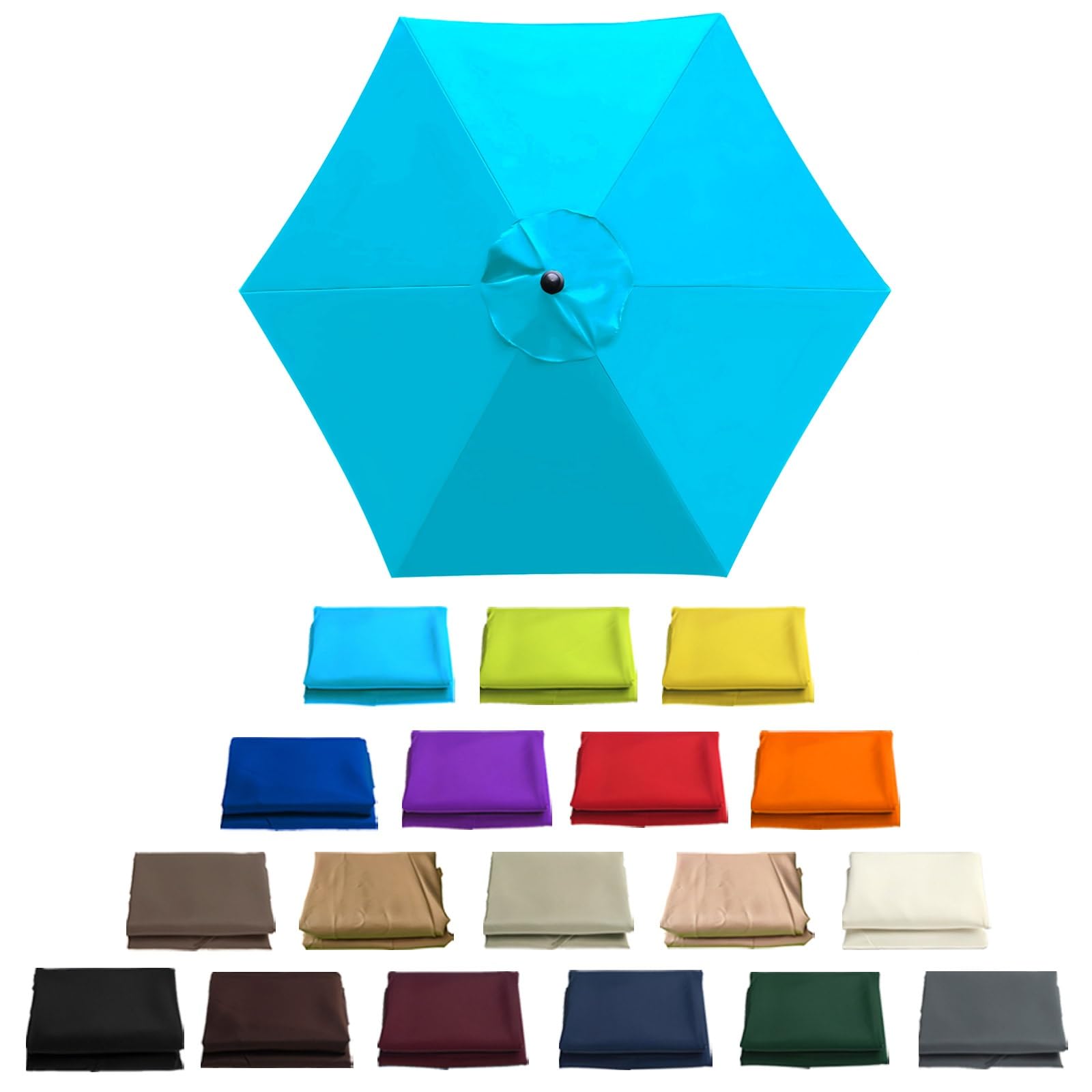 6 Arms Patio Umbrella Cover | 2-3.0m Sun Umbrella Replacement Cloth | Garden Parasol Canopy Cover Replacement Top | Canopy Only | for Pool, Yard, Garden, Patio(Lake Blue,6 ribs: 2.5m/8.2ft)