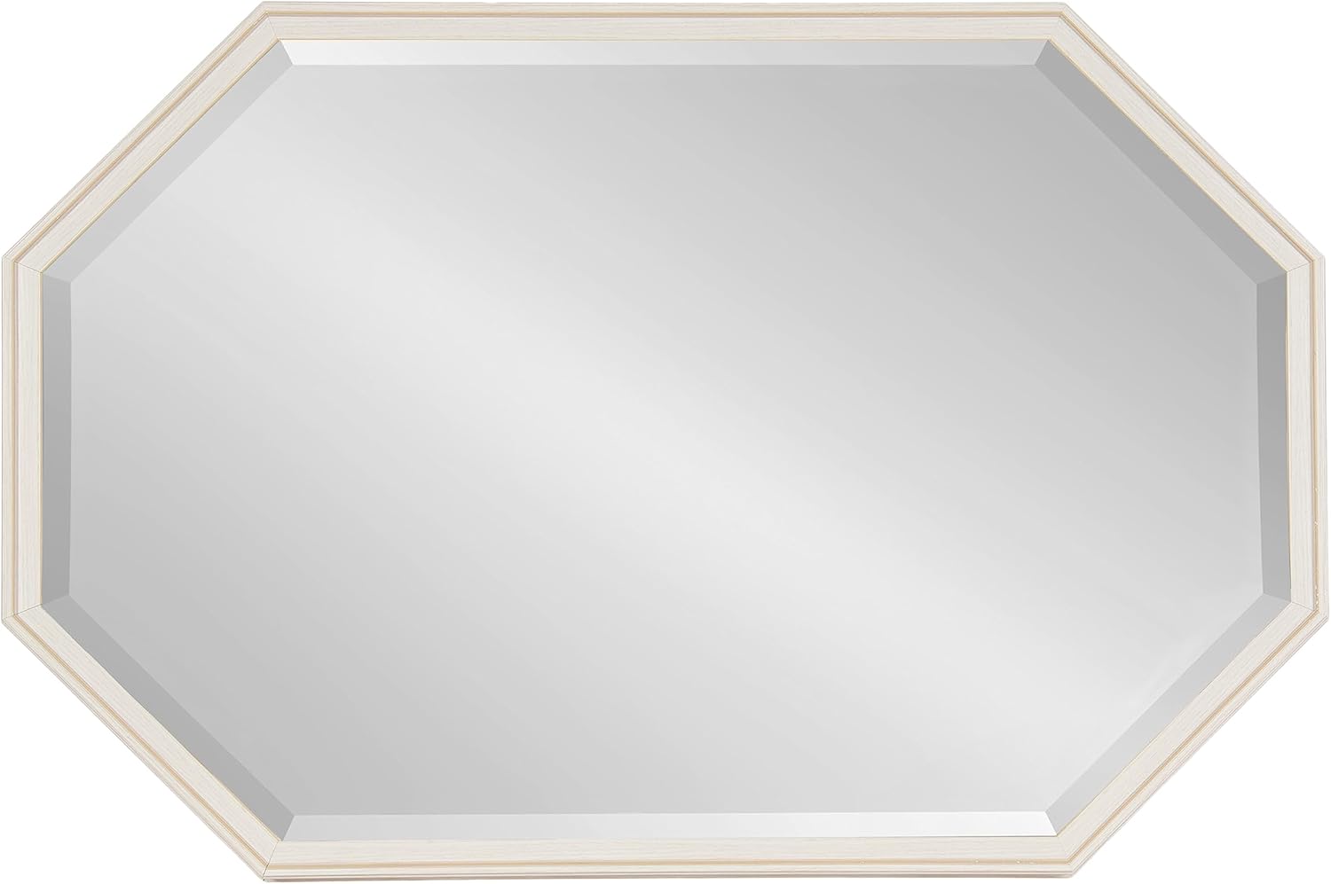 Kate and Laurel Oakhurst Traditional Octagon Wall Mirror; 24 x 36; Soft White; Vintage Statement Mirror with Stepped Frame and Beveled Edge Design
