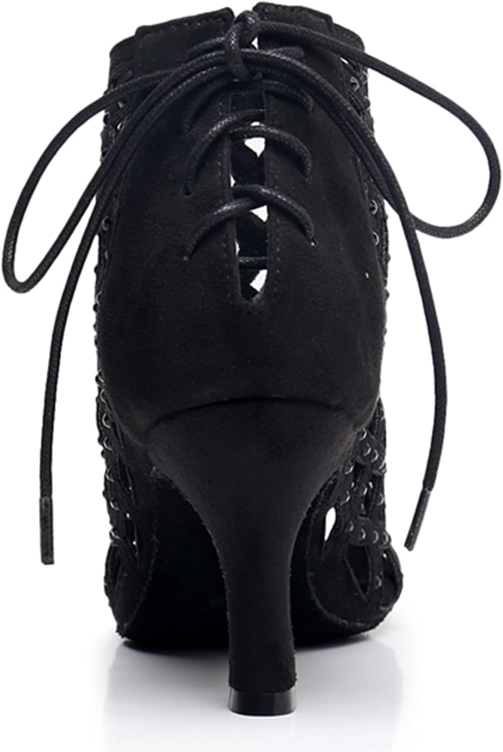 Swing Dance Shoes for Women Cut-Out Breathable Sexy Dancing Heels Evening Ankle Booties with Crystals X3217