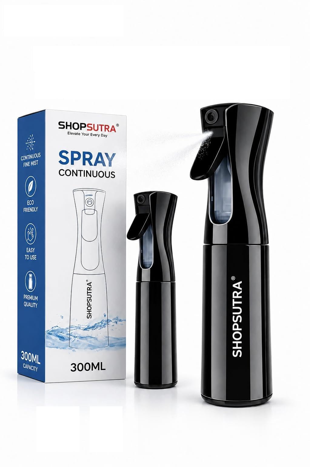 SHOPSUTRA Plastic Hair Spray Bottle Continuous Water Mister, Refillable Empty Mist Water Sprayer Bottle Mist Trigger Sprayer for Taming Hair in Morning - 300ml, Multicolour-image-33