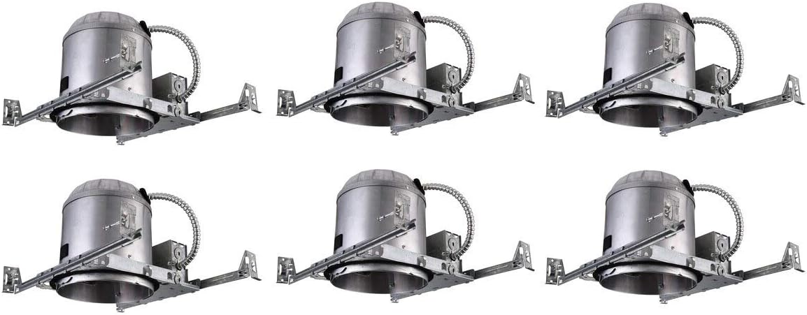 51210 Aluminium Finish 6 inch ICAT Remodel Housing, 120V, T24 Connector,Led Retrofit 6 Pack