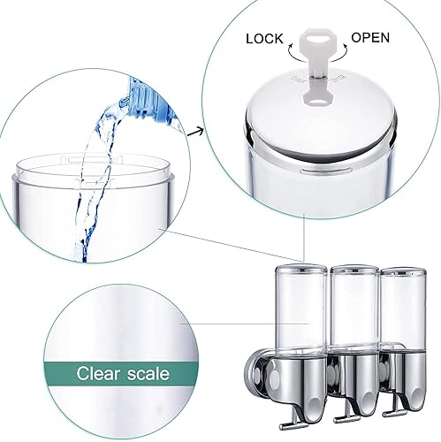 Miniatura 3 de No-Drill - Dispensador de jabón manual de cabezal de presión manual de 16.9 fl oz, dispensador de jabón para ducha y champú líquido con recipiente