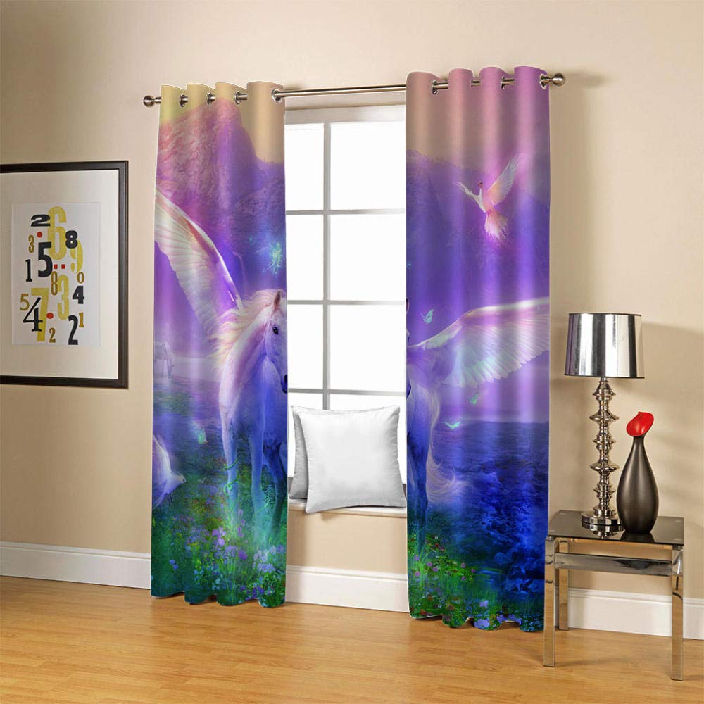 Rideau D'Occultation Licorne Animale Rideau Occultant Isolants Thermique A Oeillets Rideaux Chambre Adulte Enfant Cuisine 2 Pieces - Rideaux De La Chambre À Coucher du Salon