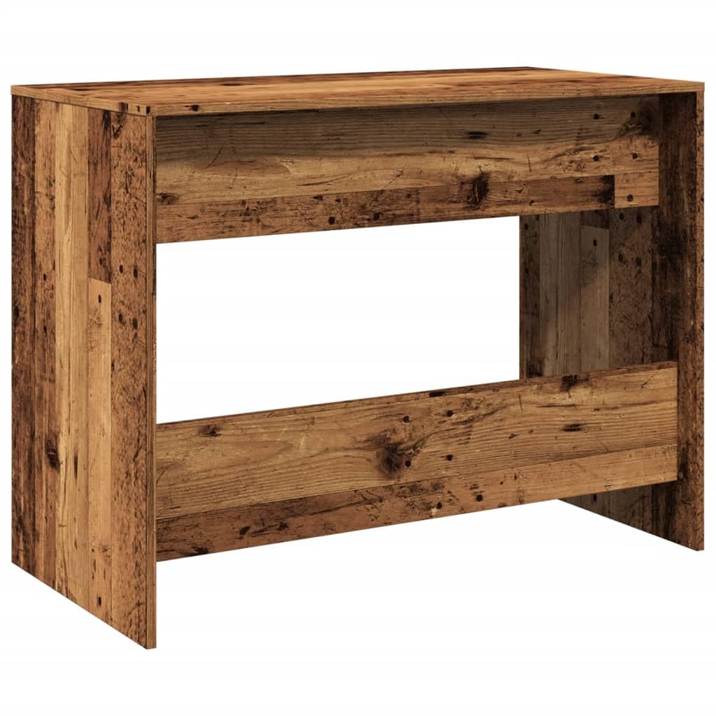 Escritorio con aspecto de madera envejecida, 101 x 50 x 76,5 cm, material de madera con 2 cajones, para oficina en casa, estudio, superficie lisa, mesa de trabajo estable