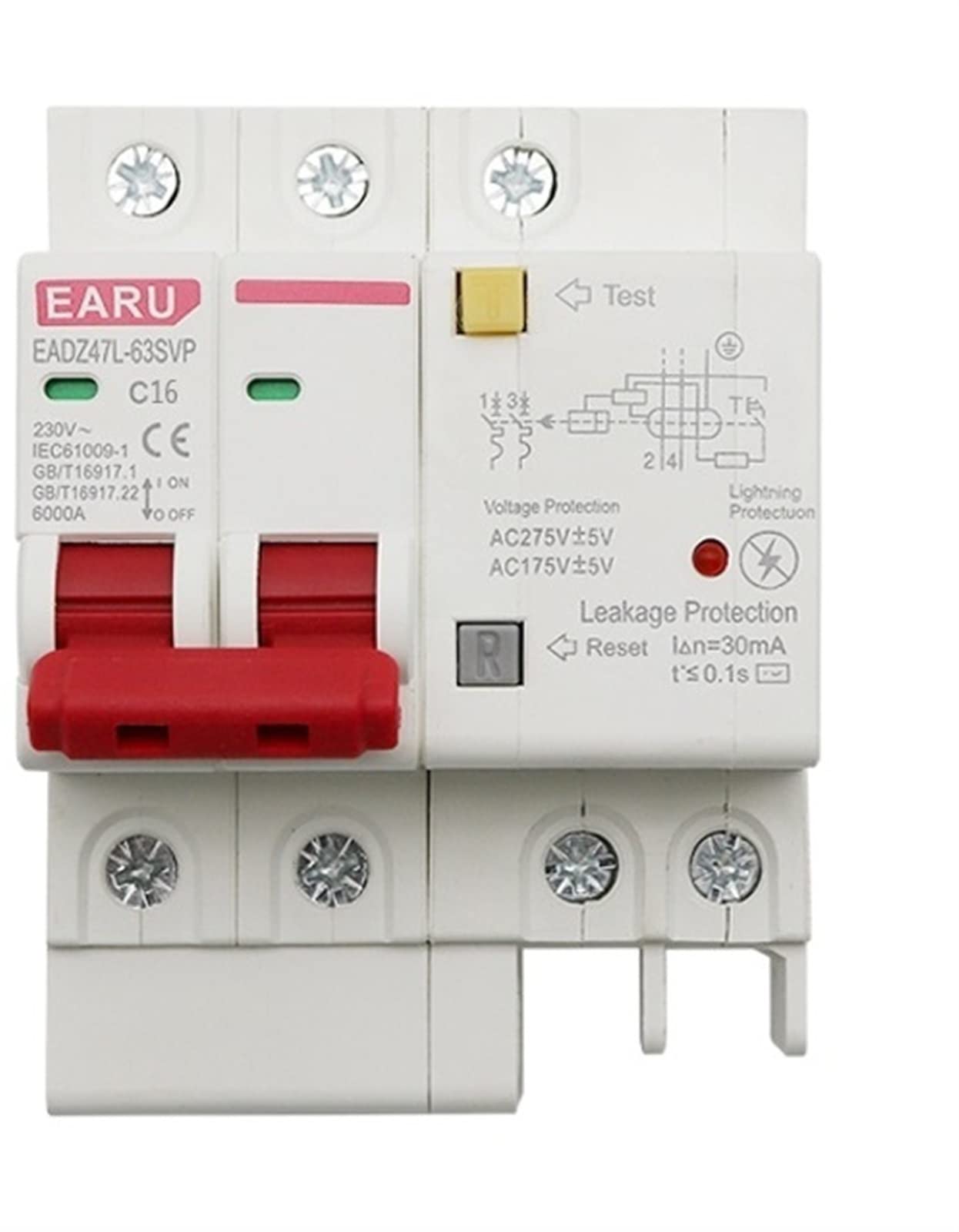 VSPPJYFG 15pcs 16A 2P SPD Residual Current Circuit Breaker with Overload Overvoltage RCBO RCCB with Lightning Protection MCB Leakage Protector