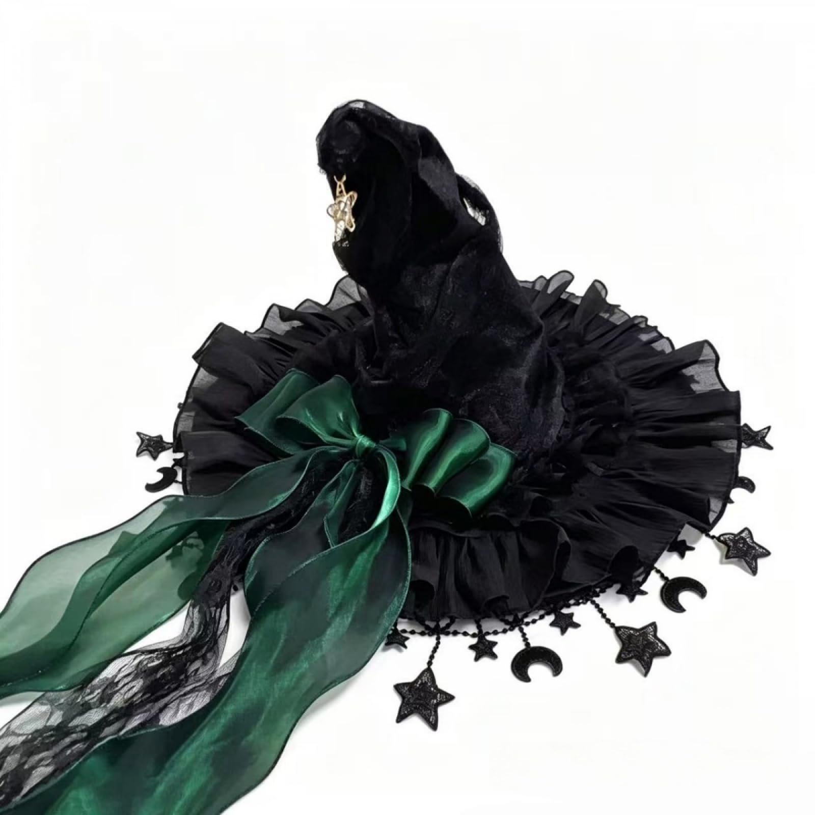 SYHVGI Halloween Costume Witch Gothic Hat Wizard Hat Headwear with Detachable Bow (Green, M)