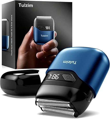 Afeitadora eléctrica de aluminio para hombres maquinilla de afeitar eléctrica portátil para barbacara - Pantalla LED de 3 hojas flotantes USB-C