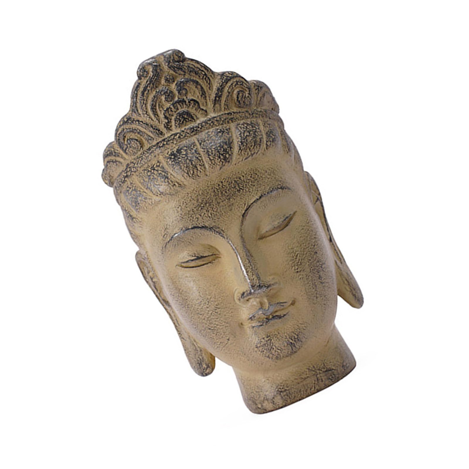 Estatua de cabeza de Buda para Meditaciones Sala Y Altares Espirituales Resinas Mejora Color Piedra Adorno Budista Figuras