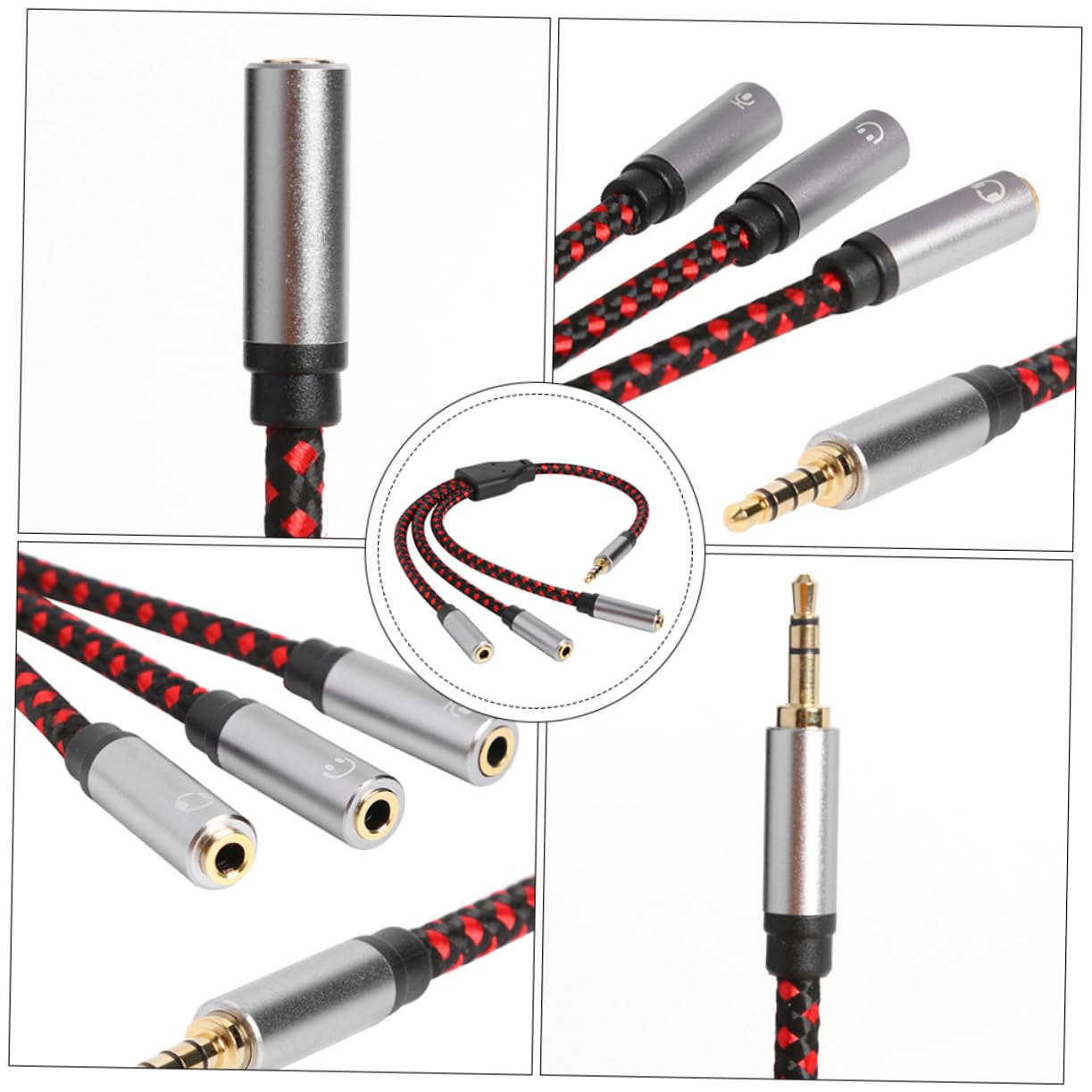 HOMSFOU 3pezzi Cavo Audio Splitter y Da Vie Con Adattatore Trrs Converte Jack Maschio Per Cuffie Stereo Per Smartphone e Laptop Design Compatto e Leggero