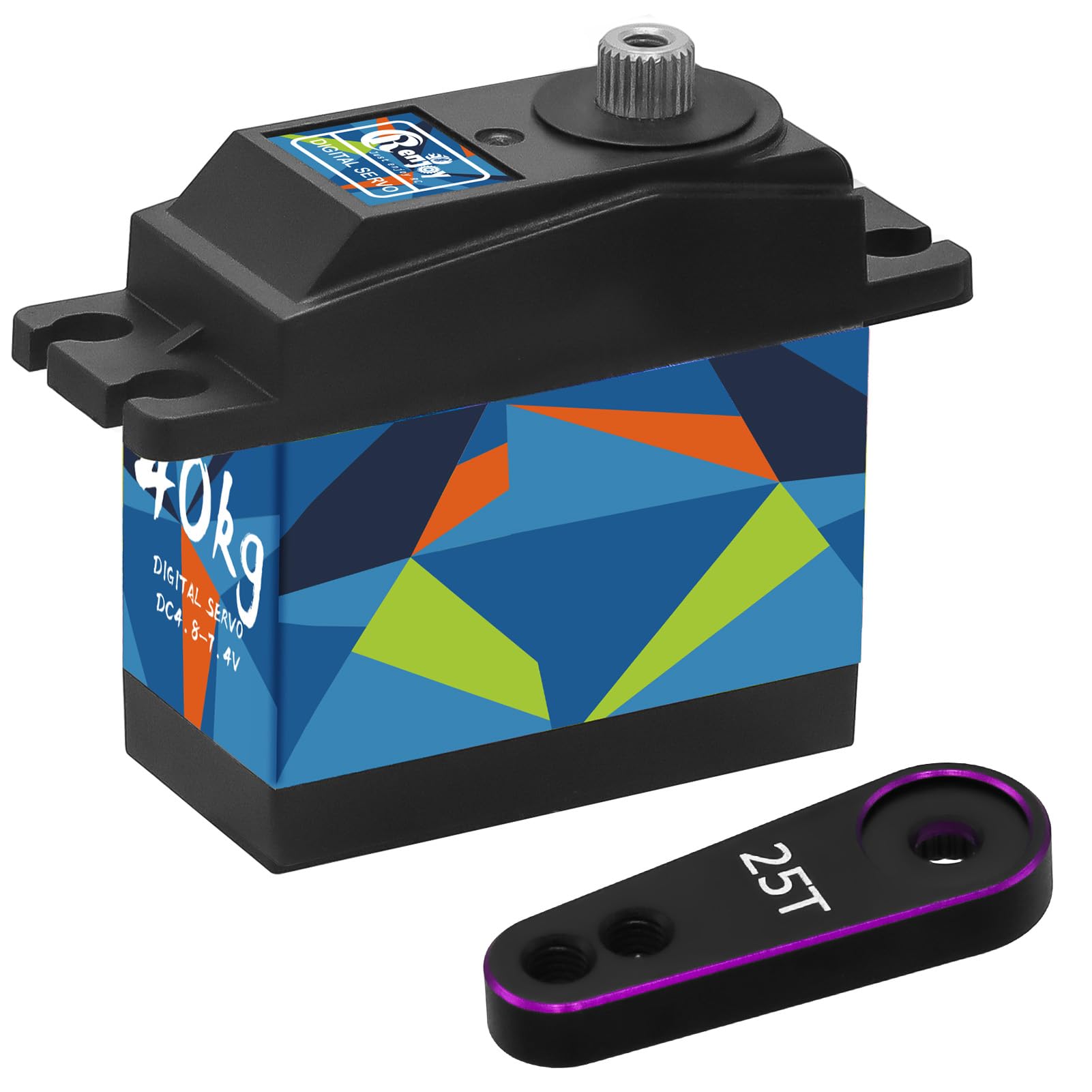 RCENJOY RC Digital Servo, 40KG Coreless Servo 8.4V High Torque Servo with 25T Servo Horn for 1/12 1/10 RC Car RC Crawler Robot Boat, 270° Control Angle 1 PCS
