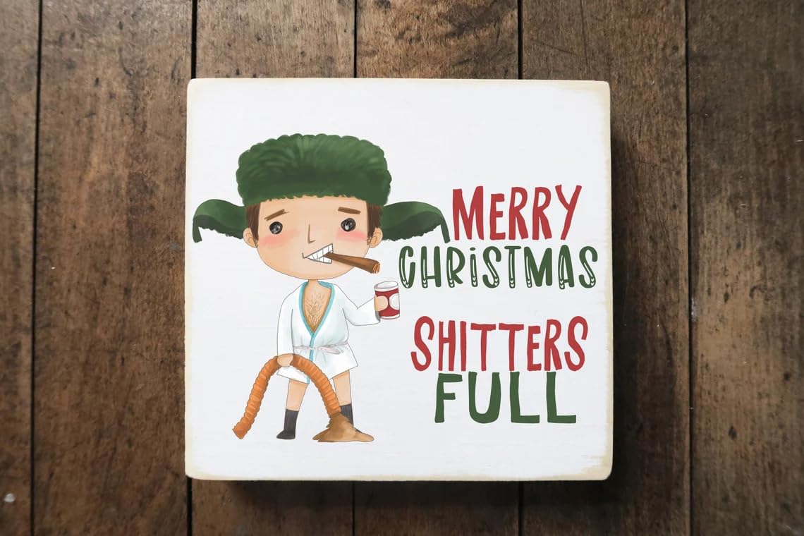 Yelacesing Metalpostera478 Merry Christmas Shitters Full Metal Sign Christmas Metal Sign Funny Bathroom Christmas Decoration Metal Sign Plaque Poster 8X12 Inch
