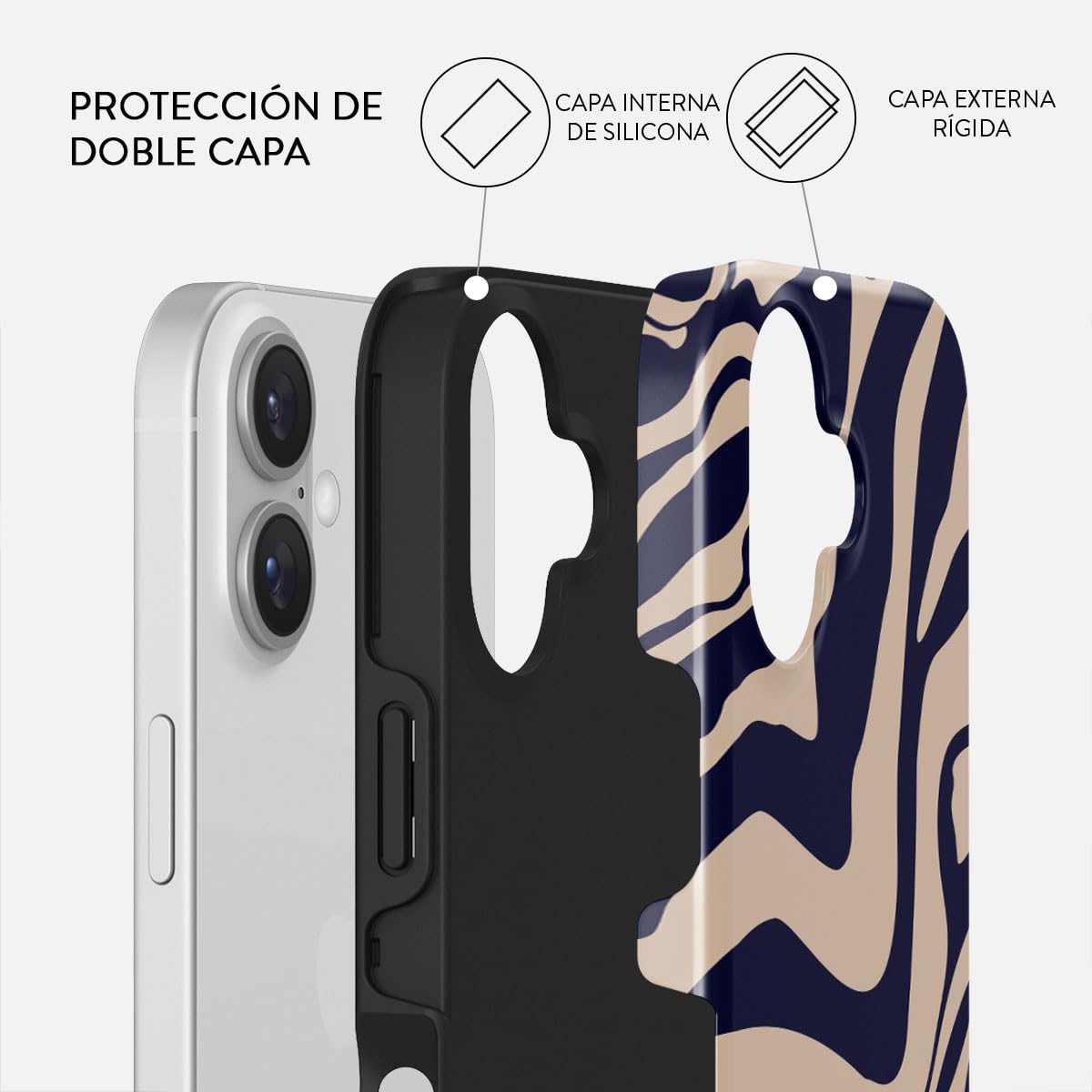 BURGA Funda Compatible con iPhone 16 Unisex – Diseño Híbrido Doble Capa TPU Absorción Impactos, Exterior Duradero Resistente Arañazos, Borde Elevado Protección Pantalla y Uso Diario