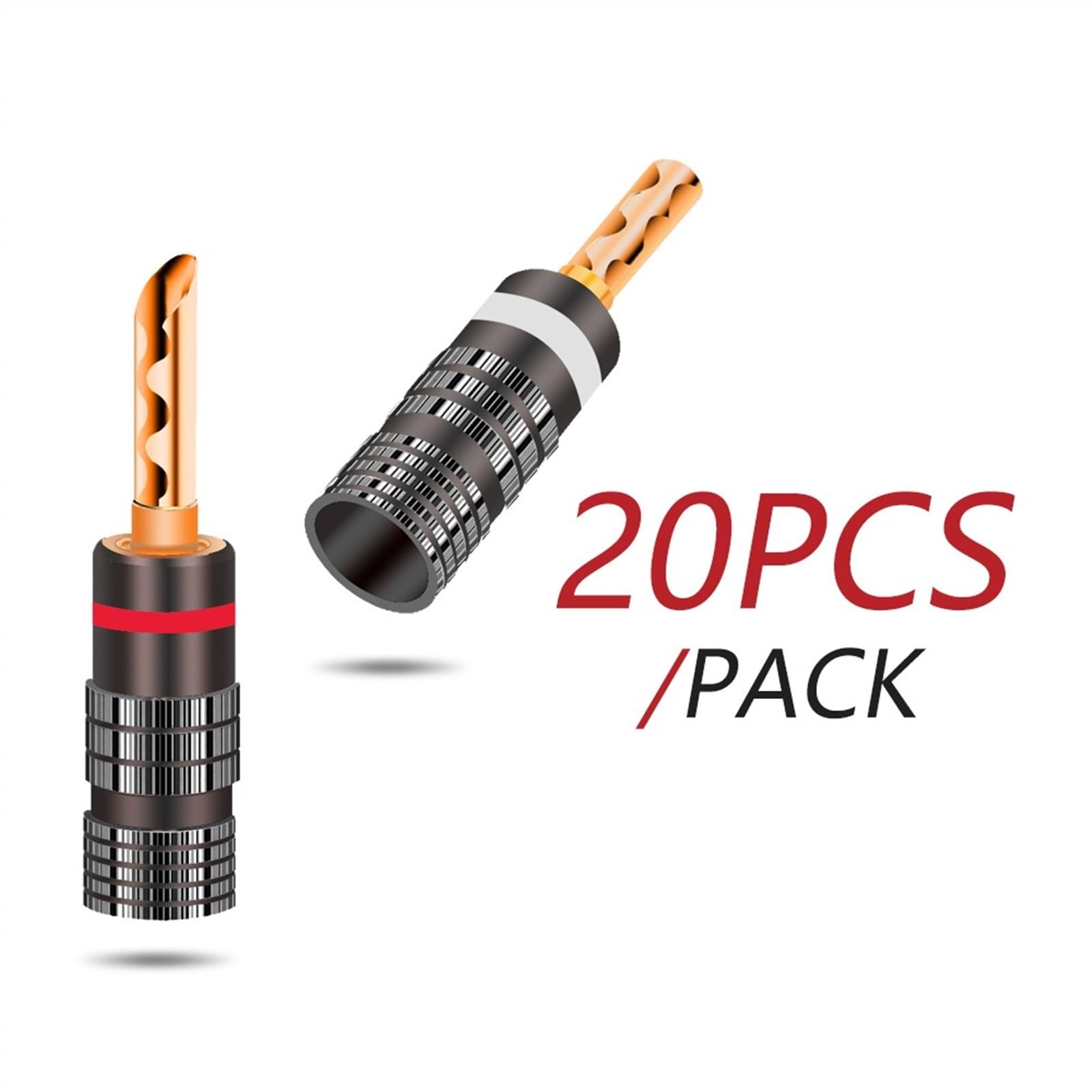 10 Paires de fiches Bananes Noires et Rouges, en cuivre plaqué Or 24K, connecteur Banane de 4mm, Prise de Haut-Parleur mâle, 20 pièces