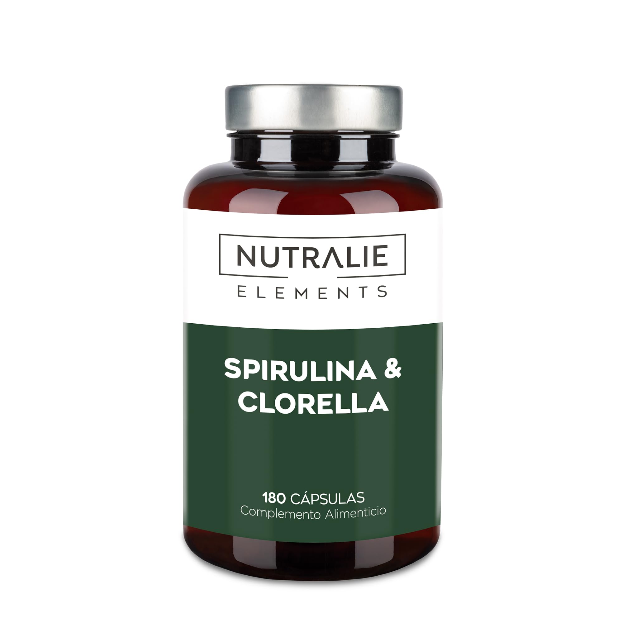 Espirulina y Chlorella 1800mg - Energía - BIO-disponible y Vegana - 180 Cápsulas de Algas de Espirulina y Chlorella - Spirulina Vegana - 180 Cápsulas Nutralie