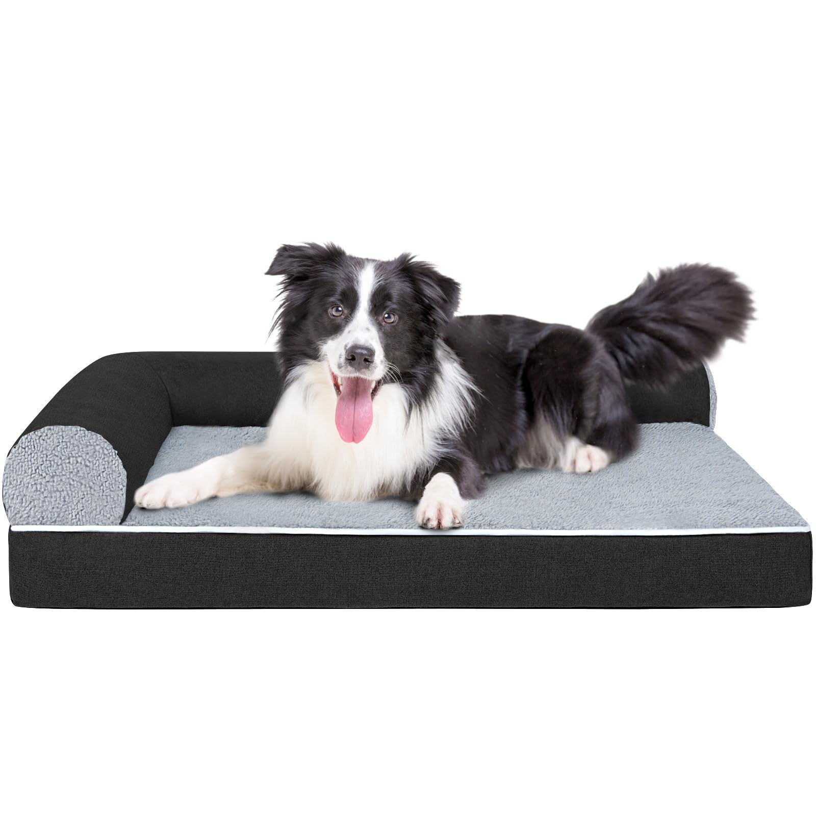 Dog Couch Beds with Waterproof Lining Bolster Dog Sleeping Sofa with Removable Washable Cover